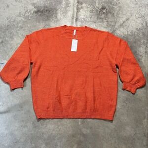 Sucolan Sweater Womens Plus‎ Size 2XL Orange Pullover Holiday 3/4 Sleeve